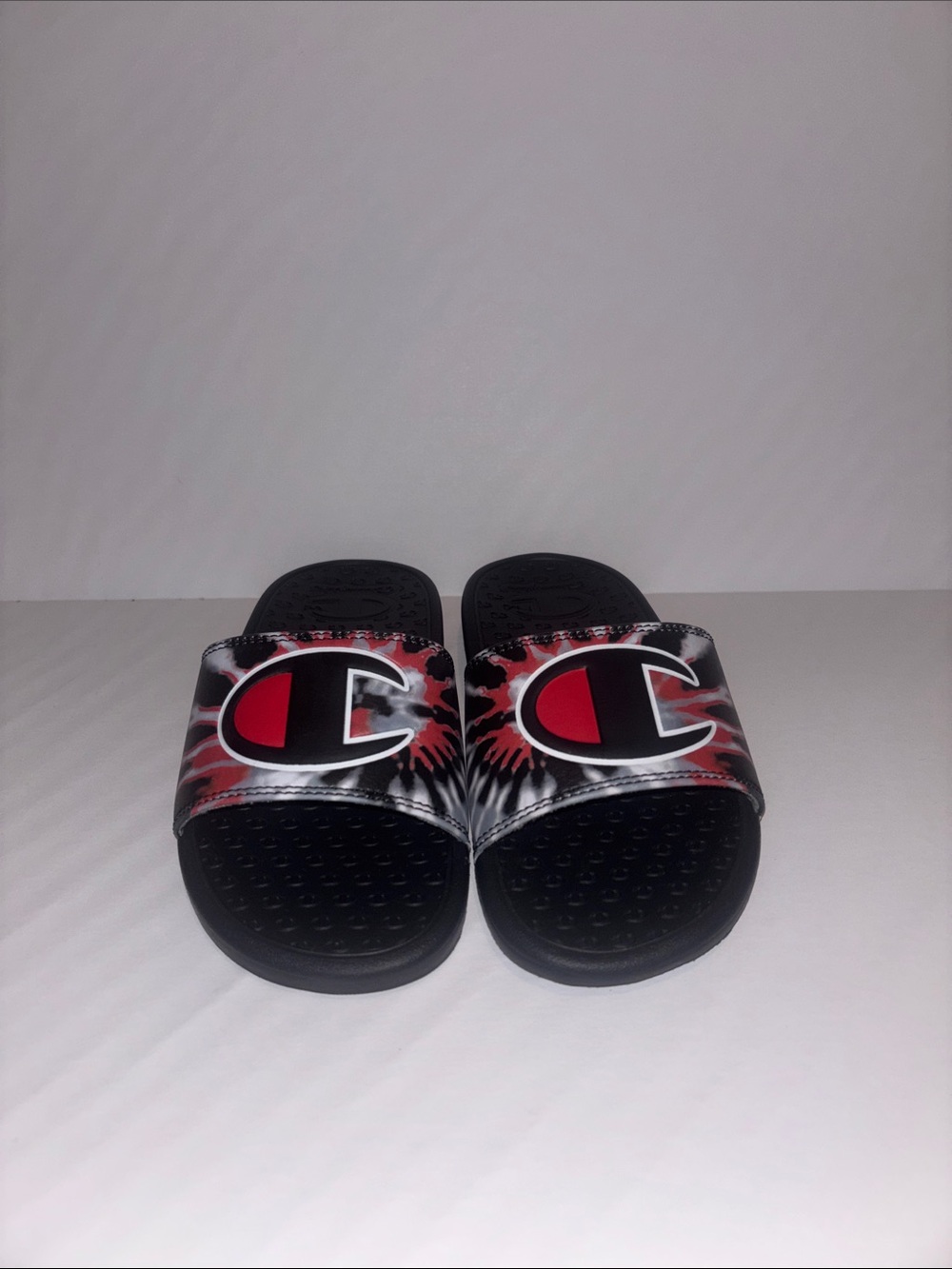 Champion Kids Black & Red Tie-Dye Slide Sandals